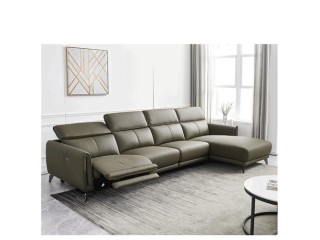Italian Minimalist Three-Seat Chaise Longue Leather Sofa Side Carrying Usb Electric Button L-Shaped Chaise Longue Function Sofa